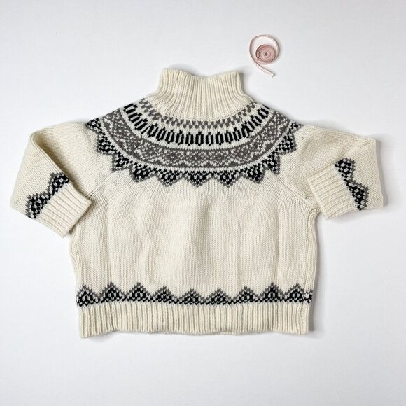 NWT Tambere FairIsle Ivory Wool/Cashmere Blend Turtleneck Gender Neutral Sweater - Picture 11 of 13